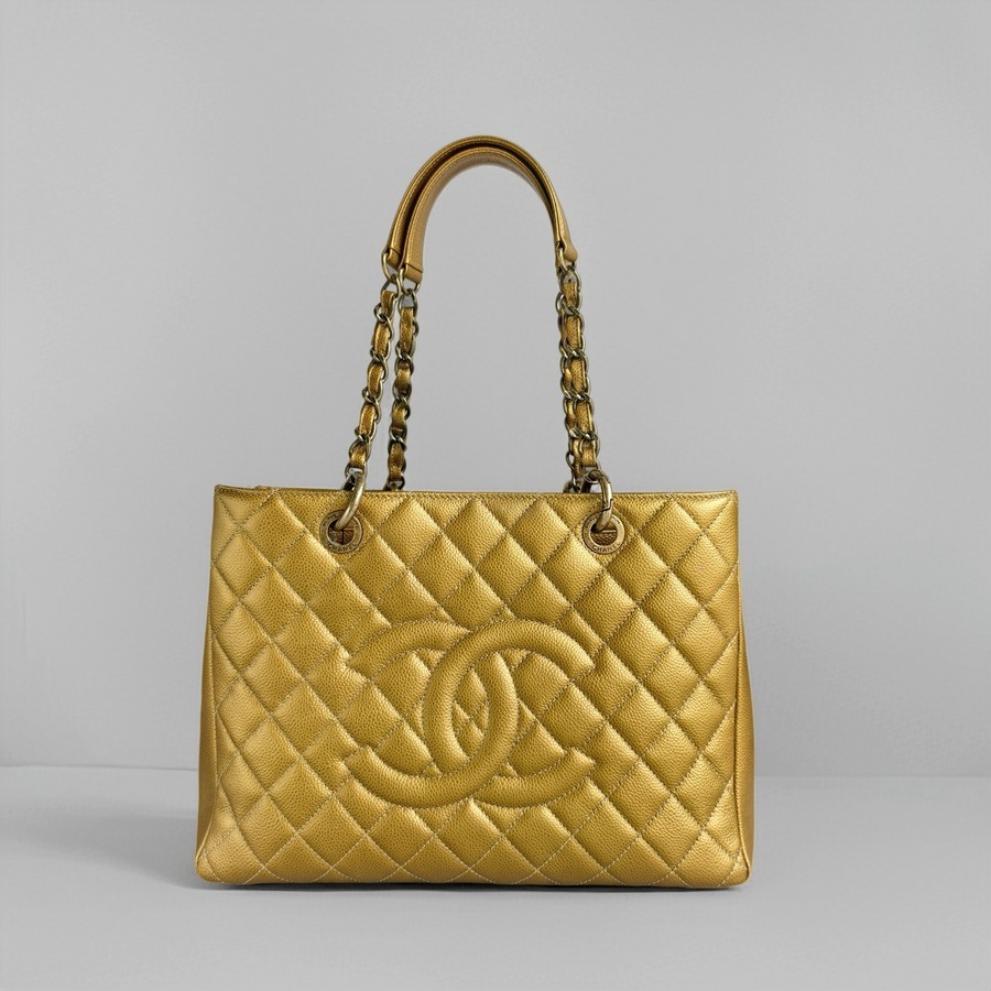 Chanel GST Gold Grained Calfskin with Antique Gold Hardware #RROE-1