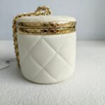 Chanel Lock Frame Round Vanity Case with Chain and Gold Hardware #GUURT-5 - Image 5