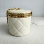 Chanel Lock Frame Round Vanity Case with Chain and Gold Hardware #GUURT-5 - Image 3