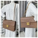 Chanel Vintage Maxi Jumbo Brown Grained Calfskin with Gold Hardware #GUURS-2 - Image 31