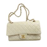 Chanel Vintage Medium Double Flap Bag Beige Lambskin with Gold Hardware #GUCEU-1