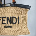 Fendi Peekaboo X-Tote Medium Brown Rafia with Leather and Gold Hardware #RTOS-1 - Image 4