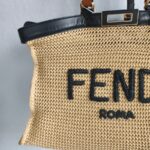 Fendi Peekaboo X-Tote Medium Brown Rafia with Leather and Gold Hardware #RTOS-1 - Image 3