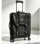 Gucci Off The Grid Trolley Suitcase Black Canvas with Leather and Silver Hardware #GUCUU-2