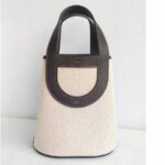 Hermes In The Loop 18 Brown Swift Leather /Beige Toile H Canvas with Palladium Hardware #GUCLO-1 - Image 4