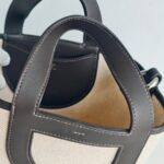 Hermes In The Loop 18 Brown Swift Leather /Beige Toile H Canvas with Palladium Hardware #GUCLO-1 - Image 13