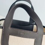 Hermes In The Loop 18 Brown Swift Leather /Beige Toile H Canvas with Palladium Hardware #GUCLO-1 - Image 12