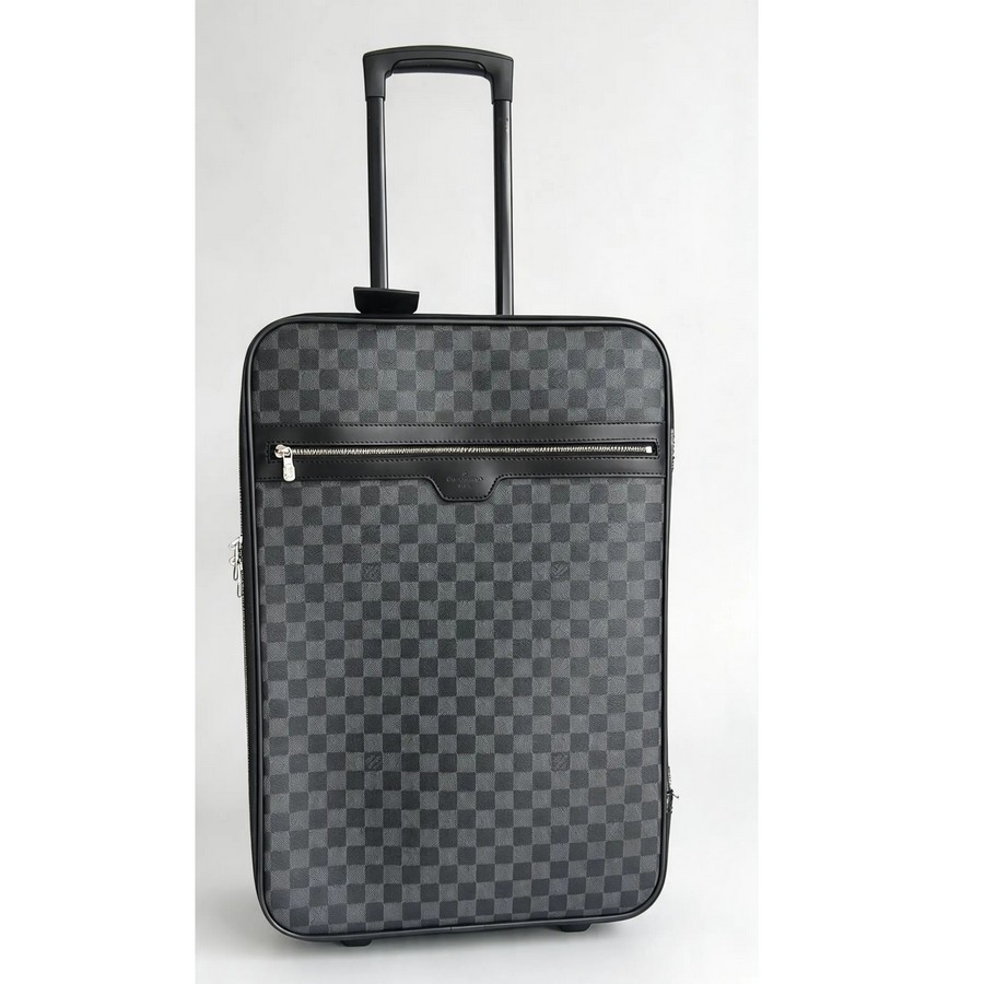 LV Pegase 55 Trolley Luggage Damier Graphite Coated Canvas with Leather and Silver Hardware #GUUTC-4