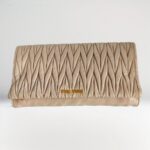 Miu Miu Matelasse Clutch Nude Nappa Leather With Gold Hardware #GUCLU-3