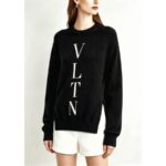 Valentino VLTN Intarsia Sweater Black Virgin Wool Mix Cashmere #RSLY-165